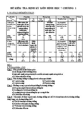 Bộ đề kiểm tra 45 phút môn Hình học 7